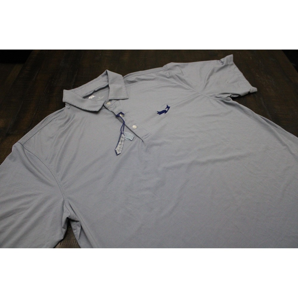 Onward Reserve Polo Shirt Mens XL Blue Stripe Performance Golf Eagle Ranch
